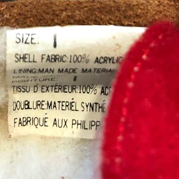 VINTAGE Gap Moccasins Red Brown Winter Baby Sz 1 - Picture 7 of 7